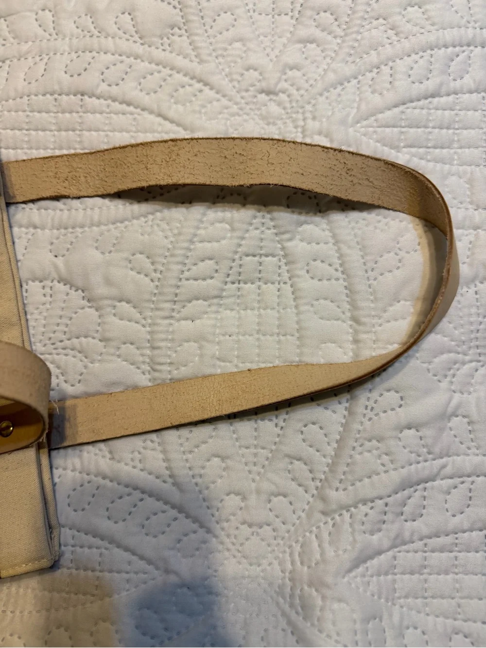 Citizen Natural Canvas Tote with Black Stripe and Tan Straps NWT